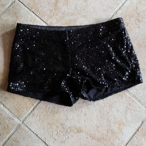 Black Sequin Dress Shorts